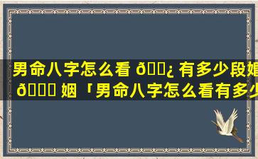 男命八字怎么看 🌿 有多少段婚 🐅 姻「男命八字怎么看有多少段婚姻呢」